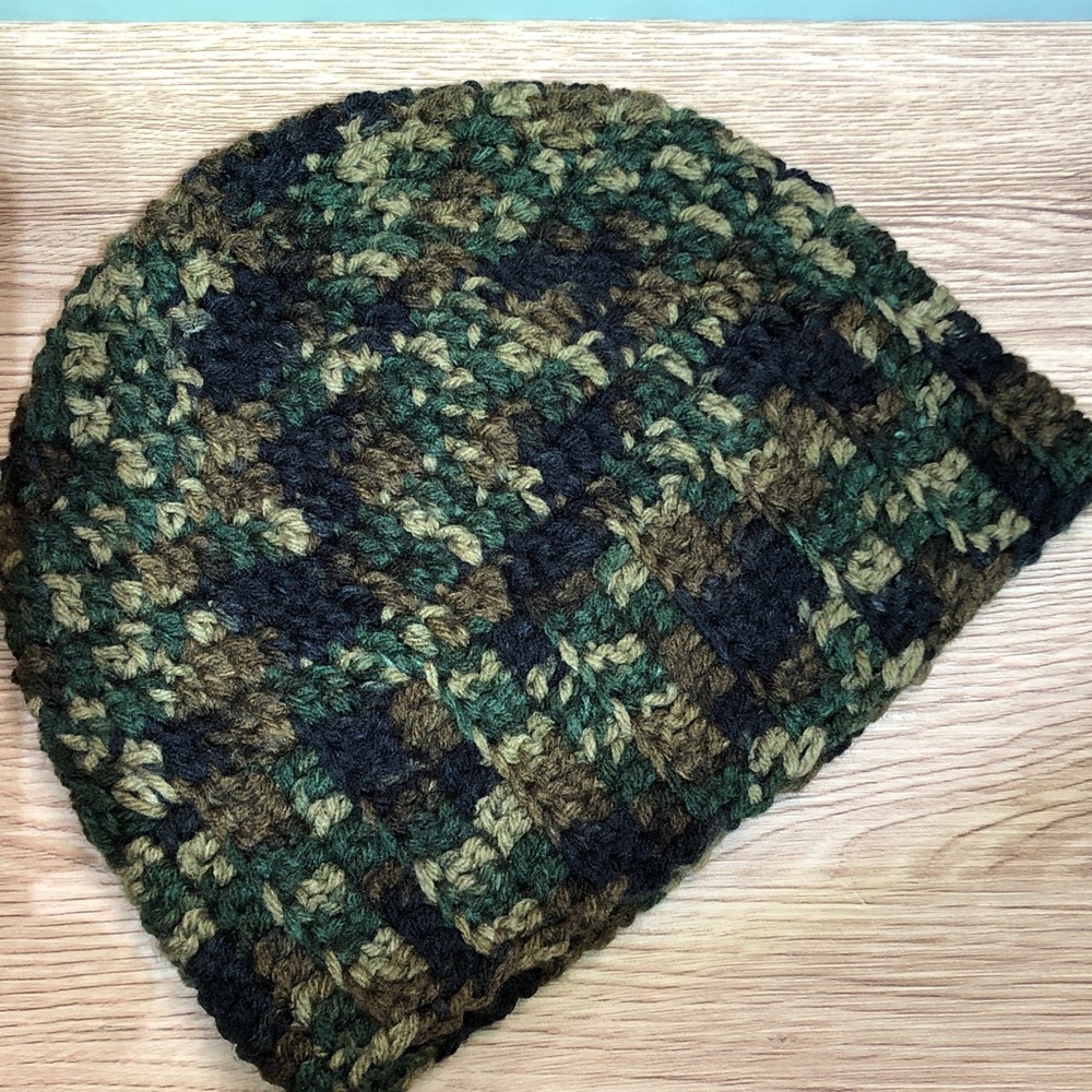 Camouflage hunting beanie New hand crochet by me